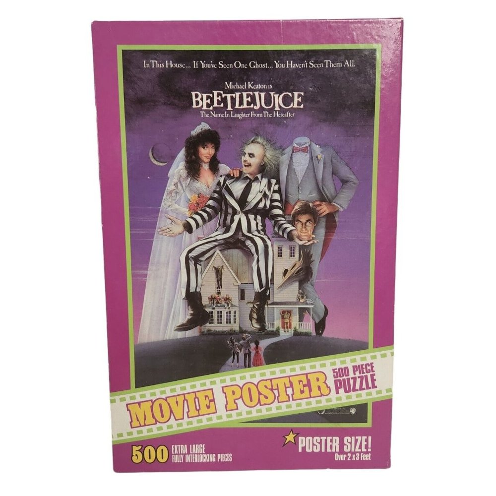 Vintage 1989 BEETLEJUICE 500 Pieces Movie Poster Jigsaw Puzzle 2 x 3 Feet